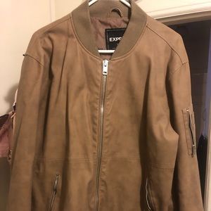 Express Brown leather Bomber Jacket
